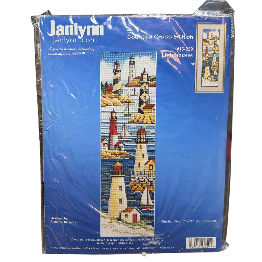 Janlynn Cross Stitch Lighthouses 6x21 inch Roger W Reinardy Nautical Kit New